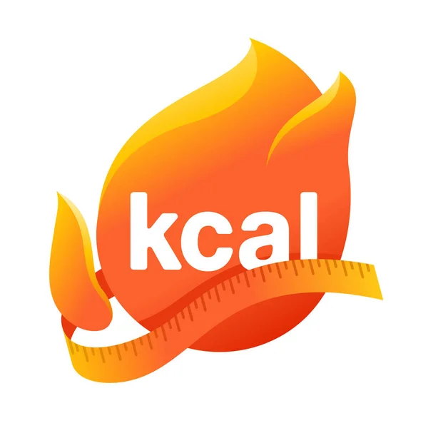 Kcal 3D ikon - kilokalória embléma - zsírégetés — Stock Vector