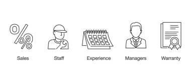 Sigorta simgeleri - satış, deneyim, garanti