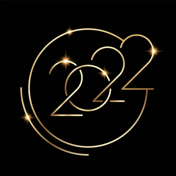 Feliz Ano Novo 2022 banner de cartão de luxo dourado — Vetor de Stock