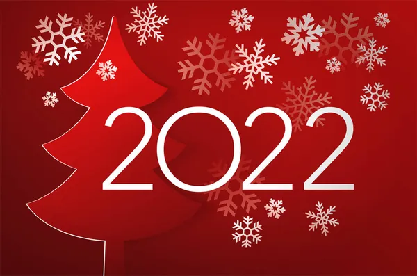 2022 년붉은 전나무가 달린 신년 깃발 — 스톡 벡터