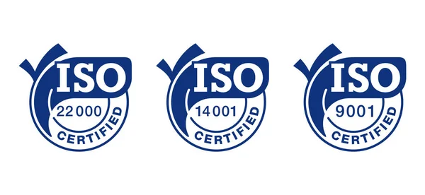 ISO certified badges set with big check mark — Stock Vector