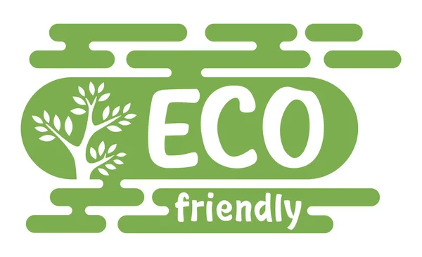 Eco friendly green badge with tree — Vetor de Stock