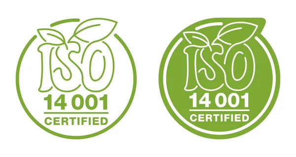 ISO 14001 certified calligraphic green badge — Stock Vector
