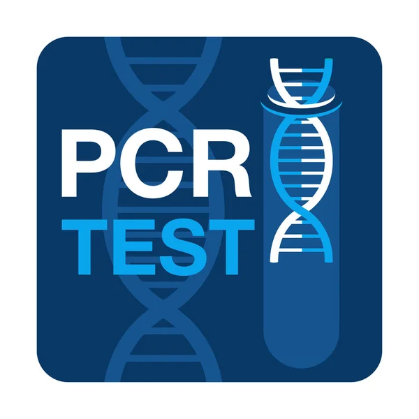 正方形のフレーム内のPCRまたはDNA検査ブルーアイコン — ストックベクタ