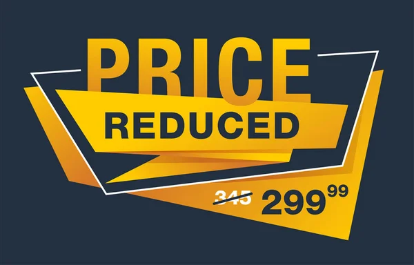 Price Reduced banner on yellow background — 图库矢量图片
