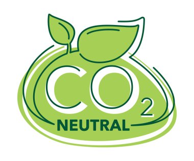 CO2 nötr yeşil dekoratif çıkartma, net sıfır karbondioksit ayak izi - karbon emisyonları serbest hava kirliliği yok endüstriyel çevre dostu izole tabela