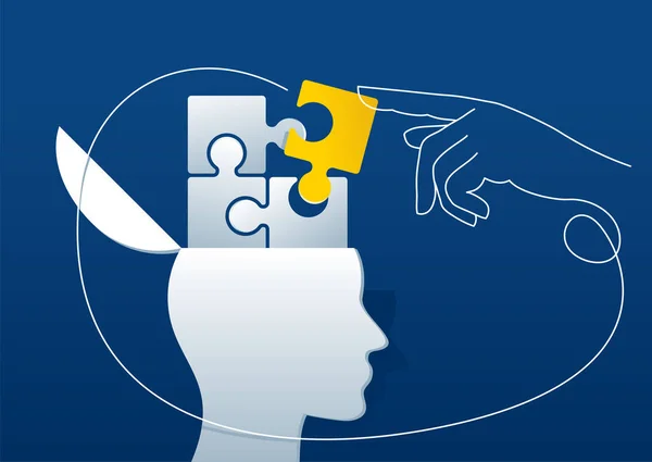 Yapboz parçaları olarak beyin - akıl sağlığı, psikiyatri, zeka kavramı