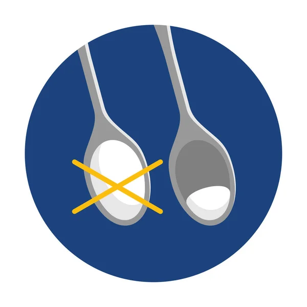 Badge Low Sugar - étiquette avec cuillère pleine croisée — Image vectorielle