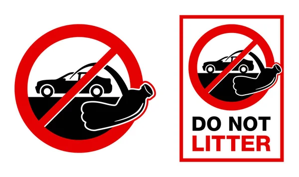 Do Not Litter the Roadside - prohibit sign — Stock Vector