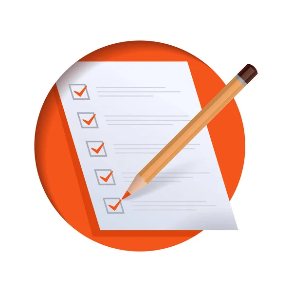 Papier Checkliste Oder Liste Kreisförmiges Symbol Erfolgreiche Gestaltung Von Geschäftsaufgaben — Stockvektor