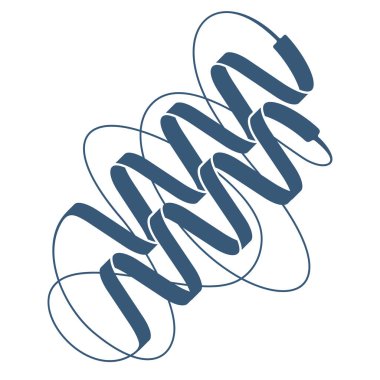 Protein flat picture with 2 sample spirals - 3D structure solved by X-ray crystallography, with folded and unfolded fragments. Isolated vector illustration clipart