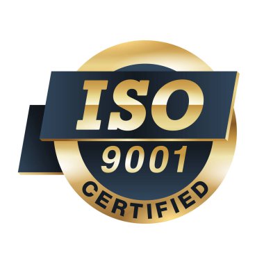 ISO 9001 standartlara uygunluk altın ikon - uluslararası kalite yönetim sistemi garantili madalya - izole vektör