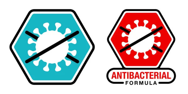 抗菌式スタンプ 交差ウイルスと六角形を停止する 防腐化粧品や医薬品のためのベクトル隔離されたエンブレム — ストックベクタ