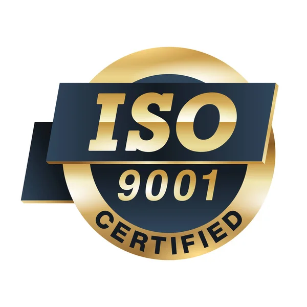 Iso 9001 Conformidad Con Las Normas Icono Oro Medalla Premio — Vector de stock