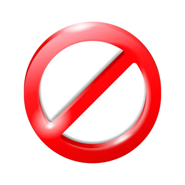 Prohibir Plantilla Signo Strickethrough Círculo Rojo Blanco Con Reflejos Elemento — Vector de stock