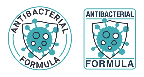 Antiviral Antibacterial Formula Shield Coronavirus Icon Stop Sign Health Protection — ストックベクタ