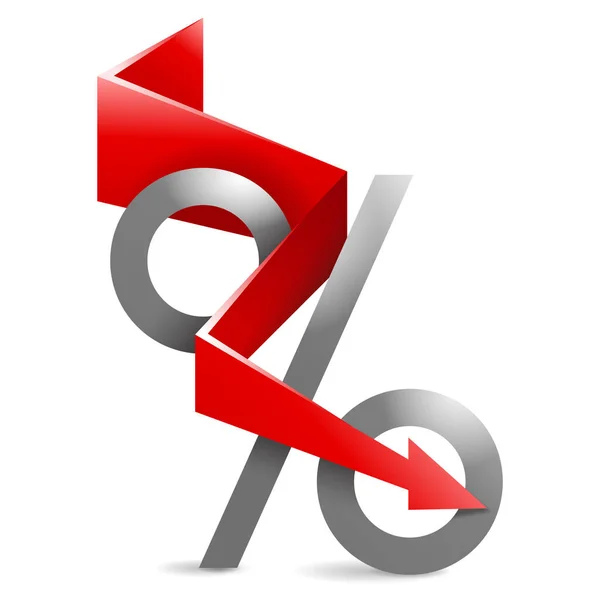 Percent Sign Arrow Isolated Icon Special Offers Commission Discount Program — Stock vektor