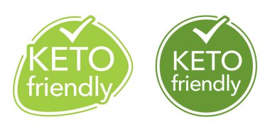 Keto friendly green sticker for food that satisfy low-carbohydrate diet conditions. Bubble with check mark