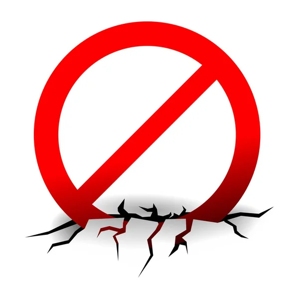Prohibit Sign Template Strickethrough Blank Red Circle Brokes Surface Cracks — 图库矢量图片