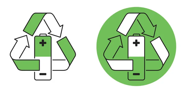 Recycle Battery Icon Flat Decoration Environmental Protection Vector Illustration — Image vectorielle