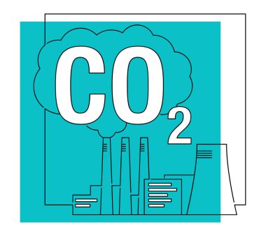 Carbon Dioxide Capture research - net CO2 footprint neutralize development strategy. Vector illustration with metaphor - factory in thin line