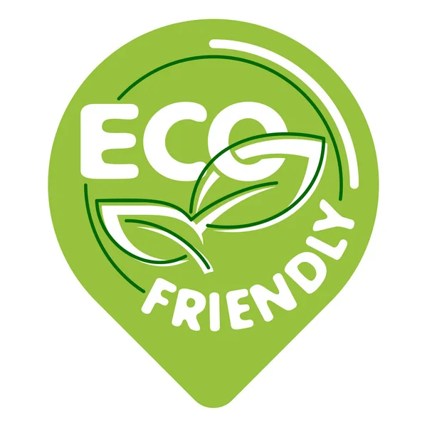 Eco Friendly Green Stamp Leaves Thin Line Emblem Healthy Natural — Stock vektor