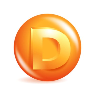 D vitamini 3D ikonu. Metabolizmada ana rol oynayan sağlıklı beslenme takviyeleri