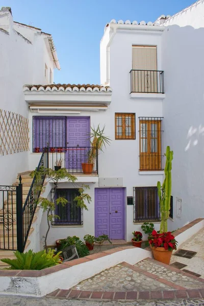Calle Casas Del Famoso Pueblo Blanco Español Frigiliana Andalucía España — Foto de Stock