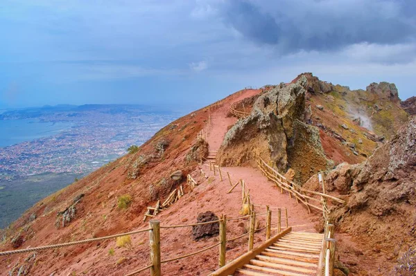 Crater of Mount Vesuvius, Naples, Italy - hiking trail view