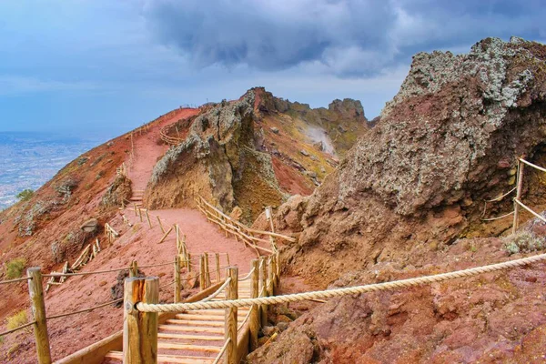 Crater Mount Vesuvius Naples Italy Hiking Trail View — Foto Stock