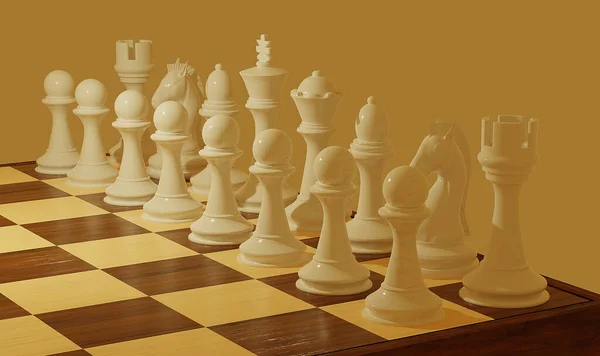 Chess Two Player Board Game Played Chessboard Rendering — Stock Photo, Image