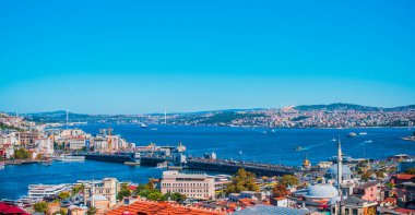 İstanbul şehir manzarası, Türkiye 'de tatil kavramı. Yolculuk için yeni yerler. Yolculuk için fikirler