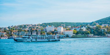 Princes Adası, tatil manzarası. Seyahat konsepti. Türkiye 'de tatil kavramı. Yolculuk için yeni yerler. Yolculuk için fikirler. Avrupa, Türkiye. 29 Eylül: Illustrative Editorial