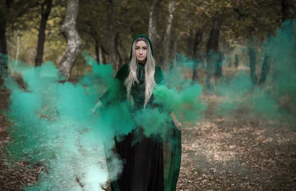 Donker Mystiek Bos Halloween Ideeën Voor Feest Kleding Voor Dames — Stockfoto