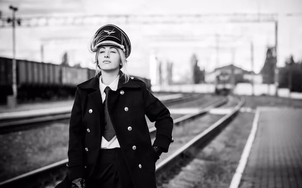 Conduttore Treno Europeo Americano Servizio Binario Altri Treni Ferrovia Treni — Foto Stock