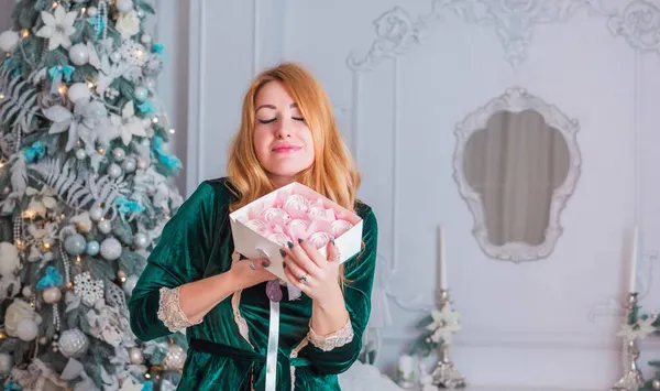 Leuke Jonge Size Europese Amerikaanse Dame Met Kerstmis Behoorlijk Gezellig — Stockfoto