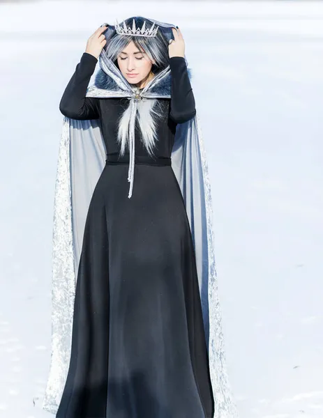 Retrato Rainha Neve Moda Com Uma Coroa Chrystal Jóias Extravagantes — Fotografia de Stock