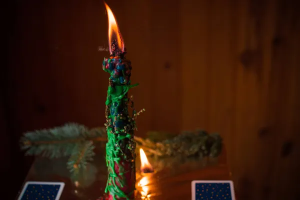 Divination Aux Chandelles Noël Attirant Amour Succès Concept Magie Ésotérisme — Photo