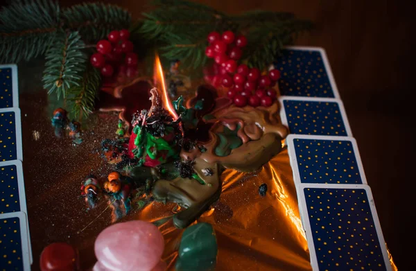 Різдвяні Свічки Ворожнечі Приваблюють Любов Успіх Поняття Магії Езотерики — стокове фото