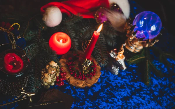 Зимові Різдвяні Прогнози Картах Кендл Таро Магічна Езотерична Концепція Астрологія — стокове фото
