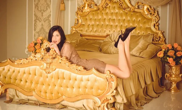 Die Dame Boudoir Luxuriöses Interieur Zartem Beige Mit Goldtönen Schönes — Stockfoto