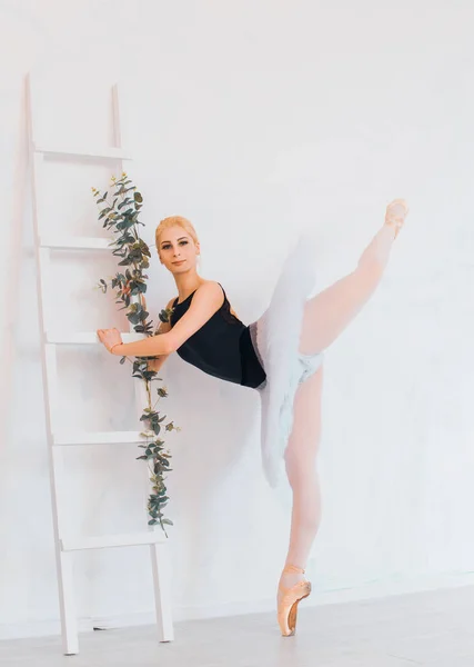Jovem Bailarina Traje Balé Dançando Sentindo Sopro Vida Liberdade — Fotografia de Stock