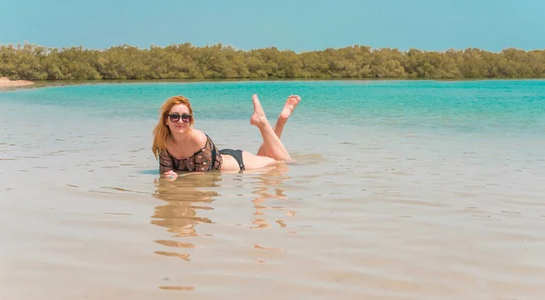 Turista Hotelu Egyptě Pěkný Výhled Koncept Dovolené Cestování — Stock fotografie