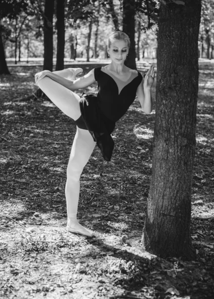 Χορεύτρια Μπαλέτου Χορεύει Στο Πάρκο Της Πόλης Αισθησιακή Μπαλαρίνα Στη — Φωτογραφία Αρχείου