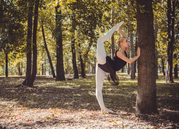 Balett Táncos Táncol Városi Parkban Érzéki Balerina Természetben Balerina Utcán — Stock Fotó