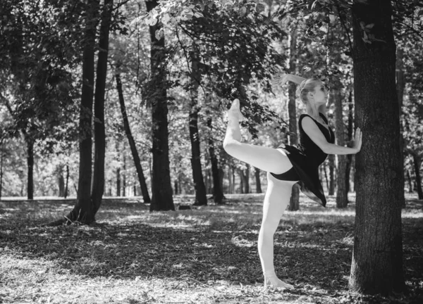 Balettdansare Som Dansar Stadsparken Sensuell Ballerina Naturen Ballerina Gatan Ballerina — Stockfoto