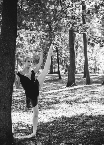 Dançarina Ballet Dançando Parque Cidade Bailarina Sensual Natureza Bailarina Nas — Fotografia de Stock