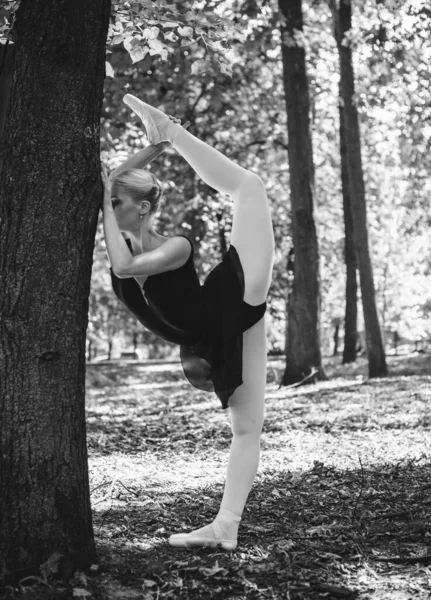 Dançarina Ballet Dançando Parque Cidade Bailarina Sensual Natureza Bailarina Nas — Fotografia de Stock