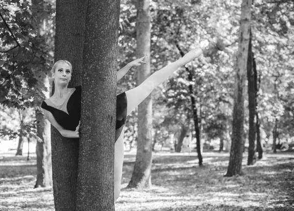 Ballerino Che Balla Nel Parco Cittadino Ballerina Sensuale Natura Ballerina — Foto Stock