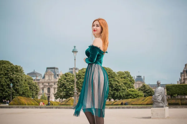 Holidays Paris France Fashionable Pretty Woman Rest Center City Concept — Stock Photo, Image